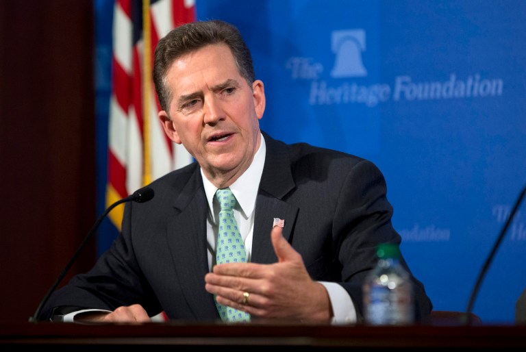 Three sources with knowledge of the situation tell the Washington Examiner that DeMint no longer has the support of Heritage's board of directors. (AP Photo/Evan Vucci)