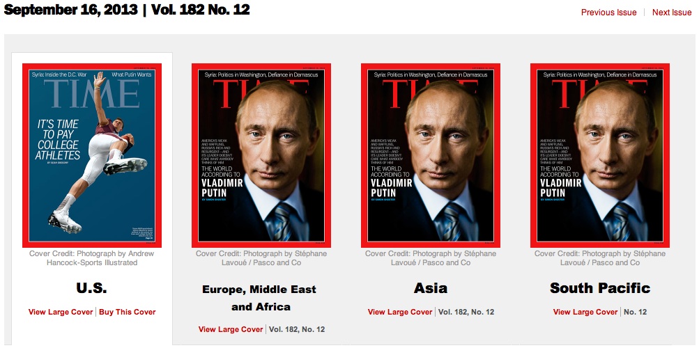 TIME Puts Putin on Covers Across World, Except U.S.