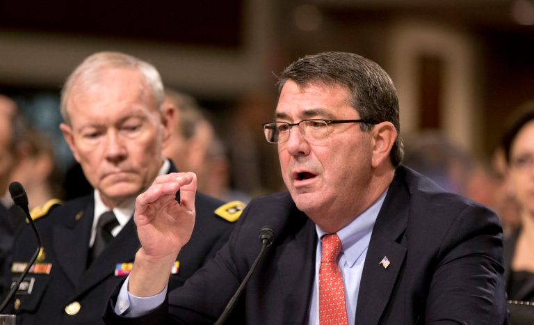 Deputy Defense Secretary Ashton B. Carter, right, testified on Capitol Hill in Washington, Tuesday, Feb. 12, 2013. Obama is expected to name Carter as the Pentagon's top weapons buyer. (AP File Photo/J. Scott Applewhite)Â 
