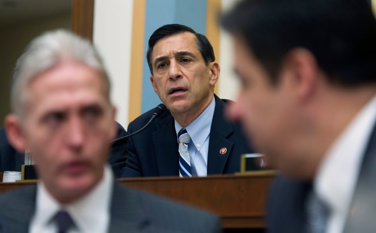 House Judiciary Committee member Rep. Darrell Issa, R-Calif., questions Deputy Attorney General James Cole on Capitol Hill in Washington on Tuesday. (AP Photo/Cliff Owen)