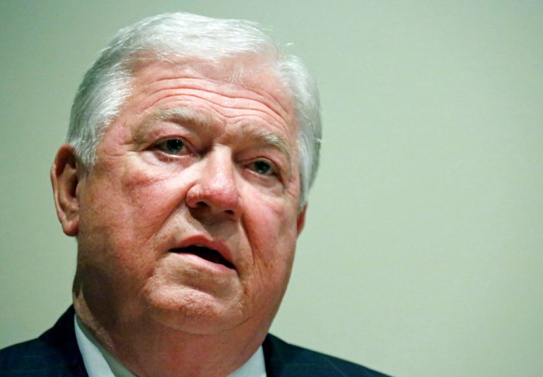 Former Mississippi Gov. Haley Barbour speaks at Jackson State University in Jackson, Miss., Tuesday, April 21, 2015. (AP Photo/Rogelio V. Solis)