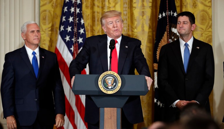 President Trump on Wednesday unveiled a $10 billion investment in Wisconsin by Foxconn, an electronics manufacturer. (AP Photo/Alex Brandon)