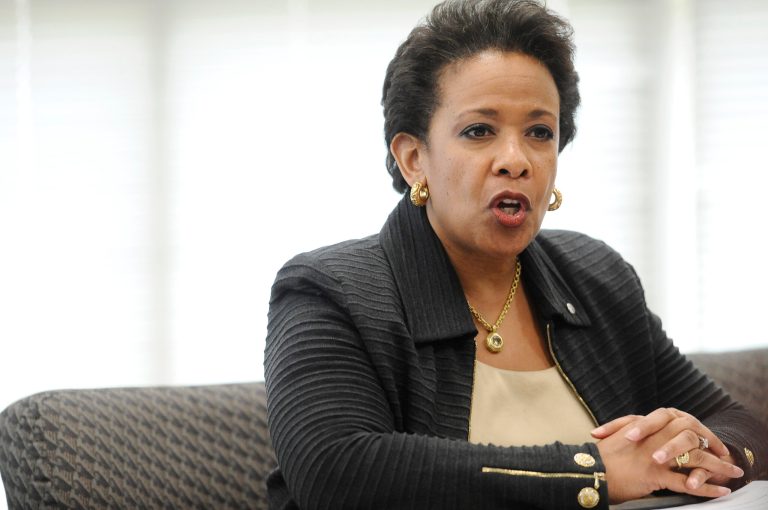 Attorney General Loretta Lynch speaks during a community policing tour.