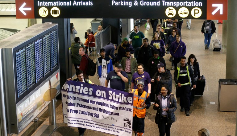 Airport strikes ruin business trips, vacations, weddings, celebrations, graduations, and the general right of Americans to pursue happiness. (AP Photo/Ted S. Warren)