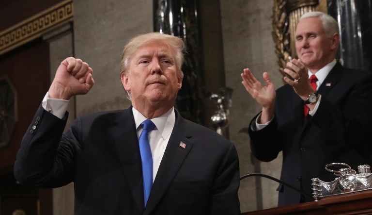 President Trump delivered his first State of the Union address Tuesday night. (Win McNamee/Pool via AP)