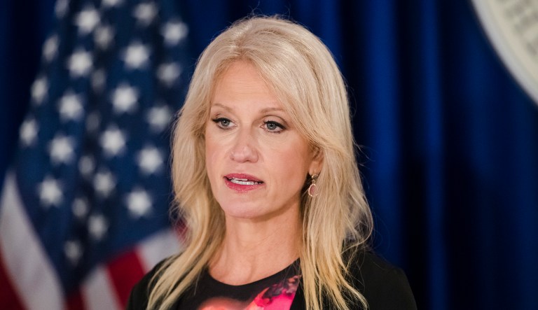 White House counselor Kellyanne Conway participated in a discussion with Family Research Council leader Tony Perkins at the Values Voter Summit following President Trump's address to the annual gathering. (AP Photo/Matt Rourke)