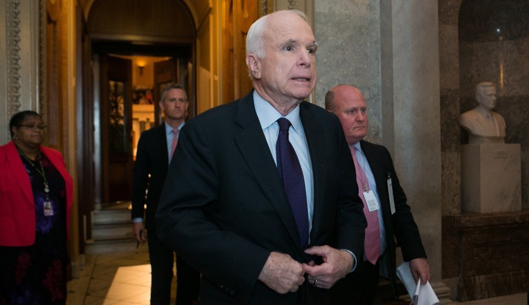said Wednesday his ongoing treatment for brain cancer is going fine and told his colleagues on both sides of the aisle that he will be coming back to work after the August recess. (Graeme Jennings/Washington Examiner)