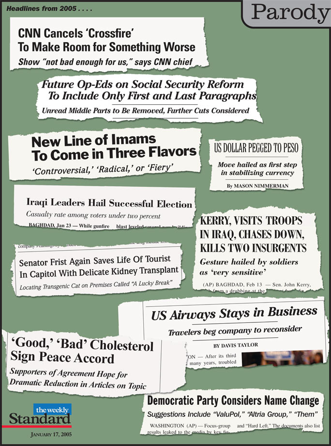 Headlines from 2005.