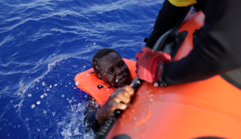 Roughly 87 migrants died Thursday evening after their ship capsized while attempting to transit the Mediterranean Sea from Libya to Sicily or the Italian mainland. (AP Photo/Bram Janssen)