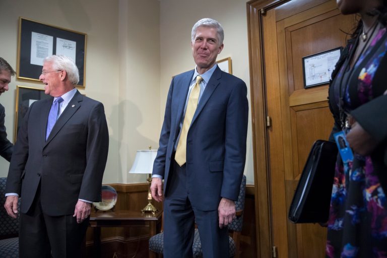 Progressive activists who oppose Judge Neil Gorsuch's Supreme Court nomination are armed with internal polling that they believe shows swing-state voters in battleground states can be convinced that Gorsuch should not be confirmed. (AP Photo/J. Scott Applewhite)