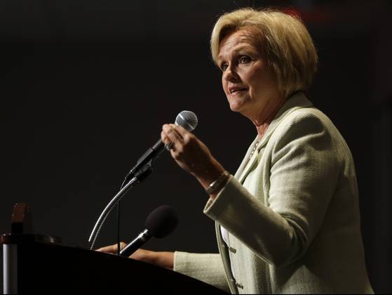 Sen. Claire McCaskill, R-Mo., was one of the first members of Congress inside the World War II Memorial today after Honor Flight organizers breached the gates again on Wednesday. (Washington Examiner file photo)