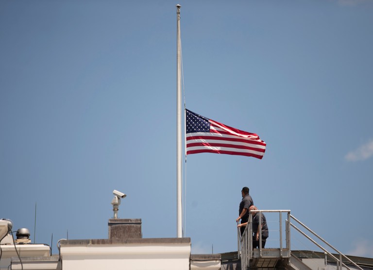 President Obama has ordered U.S. flags be flown at half-staff for the next four days in honor of the victims of the Nice, France, terror attack. (AP Photo/Manuel Balce Ceneta)