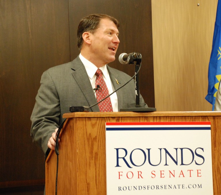 Former South Dakota Gov. Mike Rounds announces his run for U.S. Senate in November 2012 in Pierre, S.D. (AP Photo/Chet Brokaw)