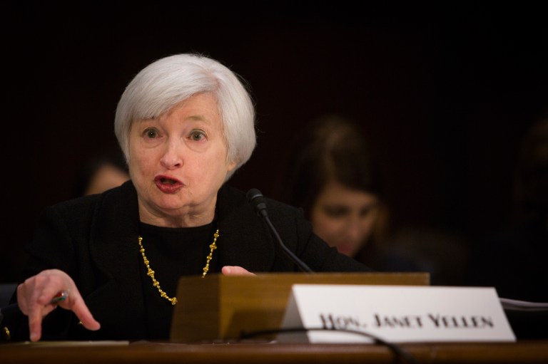 Janet Yellen testifies to the Senate Banking Committee Thursday during her nomination hearing as chairman of the Federal Reserve.