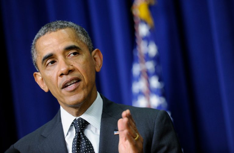 President Obama speaks in the South Court Auditorium in the Eisenhower Executive Office Building on the White House complex. (AP/Susan Walsh)