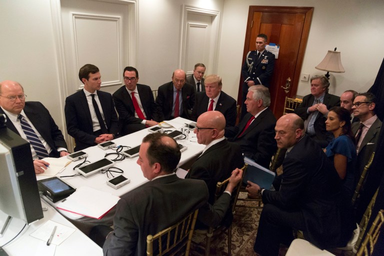 Trump's quick conversion to military action has left some prominent supporters unhappy. (White House via AP)