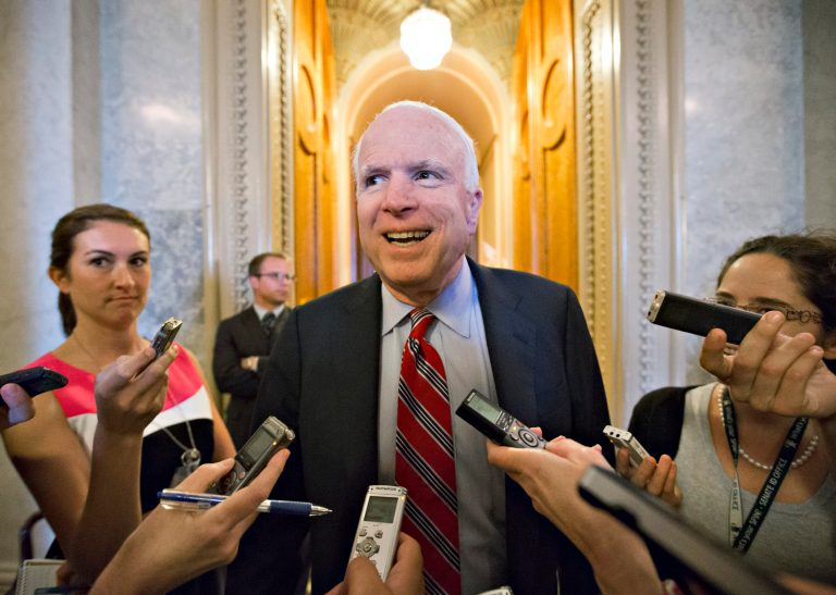 Sen. John McCain, R-Ariz., wants to secure a vote on an immigration amendment that would strengthen e-verify.  (AP Photo/J. Scott Applewhite)