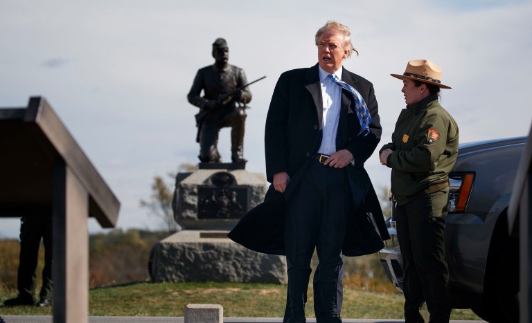 Schlepping Donald Trump to Gettysburg was a terrible error. (AP Photo/ Evan Vucci)