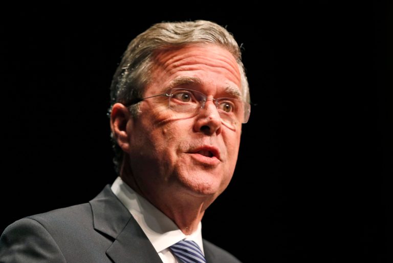 Republican presidential candidateÂ Jeb Bush's campaign gathered dirt on Sen. Marco Rubio and plans to invest millions in New Hampshire ad buys in January. (AP Photo/Steve Helber)