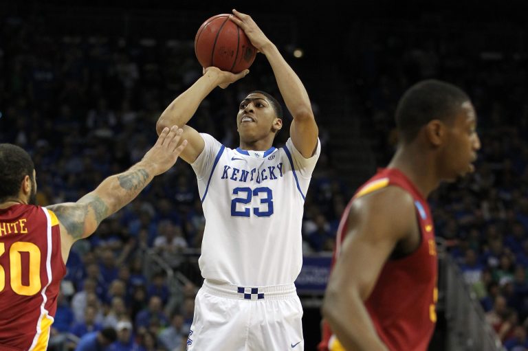 President Obama stopped short of calling for college athletes to be paid, postulating bidding wars for stars such as former Kentucky player Anthony Davis. (Getty Images File)