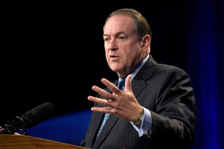 Republican presidential candidate, former Arkansas Gov. Mike Huckabee addresses attendees during Rick Scott's Economic Growth Summit in Lake Buena Vista, Fla., Tuesday, June 2, 2015. (AP Photo/Phelan M. Ebenhack)