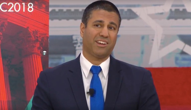 The National Rifle Association Friday awarded Federal Communications Commission Chairman Ajit Pai the Charlton Heston Courage Under Fire Award at the Conservative Political Action Conference outside of Washington. (screenshot)