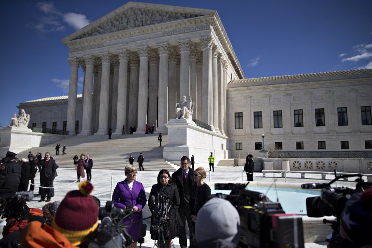 The Supreme Court heard oral arguments Wednesday in the case Zubik v. Burwell, in which a group of 37 religious nonprofits such as charities and universities argue a compromise known as an accommodation for Obamacare's birth control mandate violates their religious beliefs. (Andrew Harrer/Bloomberg)