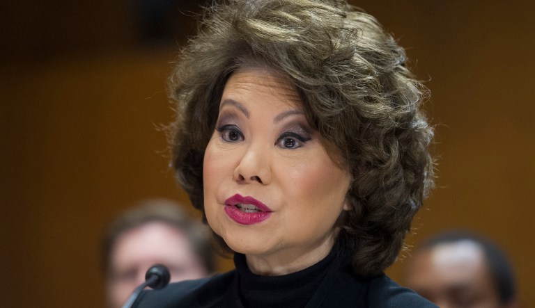 Transportation Secretary Elaine Chao, in testimony before the Senate Environment and Public Works Committee, said the private sector is frequently deterred in investing in public infrastructure projects because of slow permitting. (AP Photo/Cliff Owen)