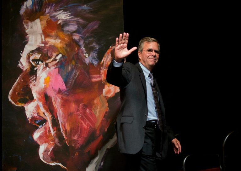 Jeb Bush managed to turn a hostile crowd into a receptive one at the RedState Gathering on Saturday, Aug. 8, 2015, in Atlanta. (AP Photo/David Goldman)