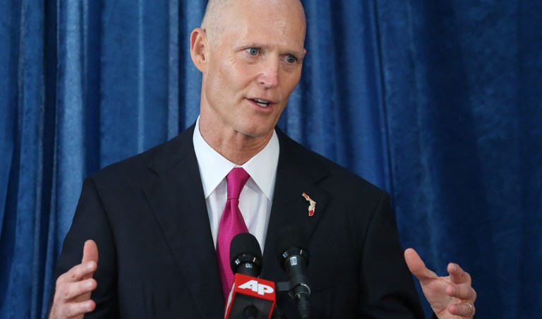 Gov. Rick Scott, who has been the subject of vice presidential speculation, will remain in the Sunshine State while Floridians prepare for a possible tropical storm. (AP Photo/Steve Cannon, File)