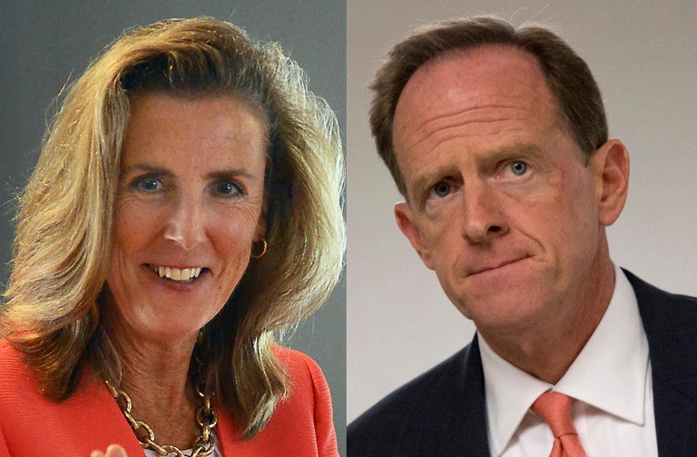 Candidates for Pennsylvania's Senate seat Katie McGinty and Pat Toomey have made a lot of money in business. (AP Photo/Carolyn Kaster, File)