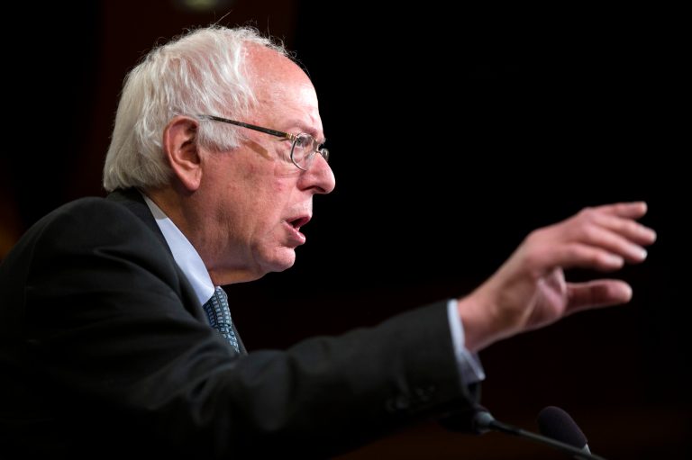 Democratic presidential candidate Sen. Bernie Sanders, I-Vt., speaks during a news conference on Capitol Hill in Washington,Wednesday, May 6, 2015. (AP Photo/Evan Vucci)