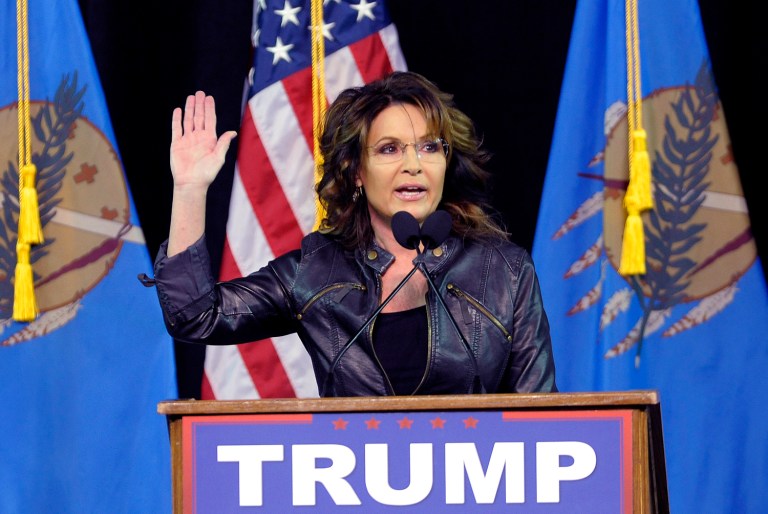 Former Republican vice presidential candidate and Alaska Gov. Sarah Palin told Donald Trump on Thursday not to 