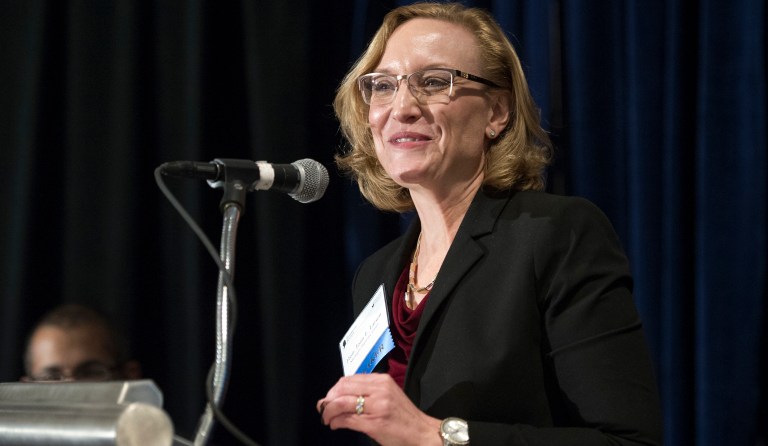 After being appointed to the Michigan Supreme Court, Joan Larsen landed on Trump's short list for potential Supreme Court nominations, before Neil Gorsuch filled it. (AP Photo/Cliff Owen)