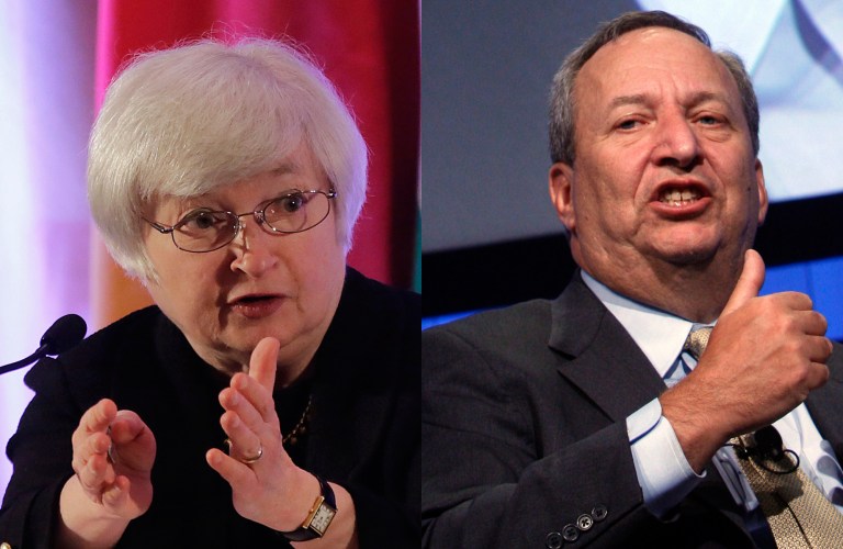 Current Fed vice chair Janet Yellen, left, and Harvard professor Larry Summers are the top two candidates in what has become a surprisingly hotly debated selection process. (AP Photos)