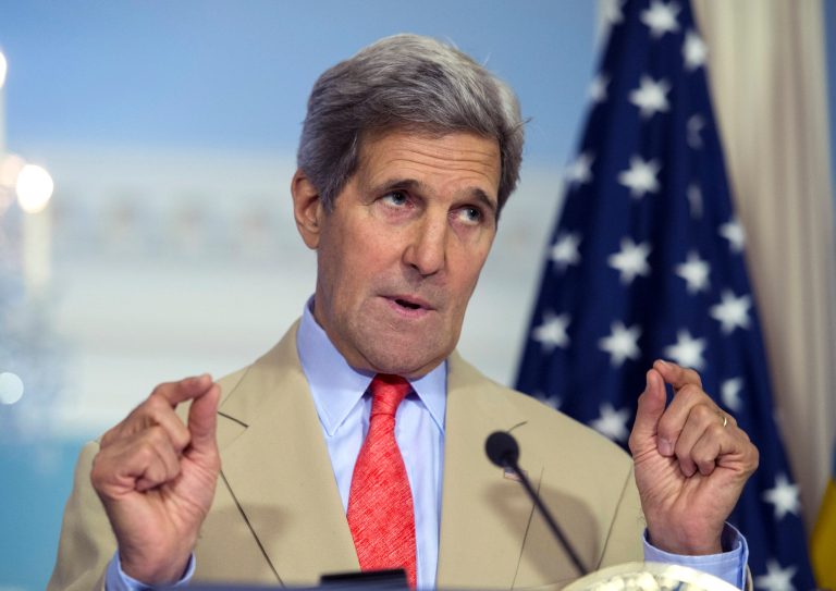 Secretary of State John Kerry, speaks to reporters at the State Department in Washington, Tuesday, July 29, 2014, during a news conference with Ukrainian Foreign Minister Pavlo Klimkin. (AP Photo/Cliff Owen)