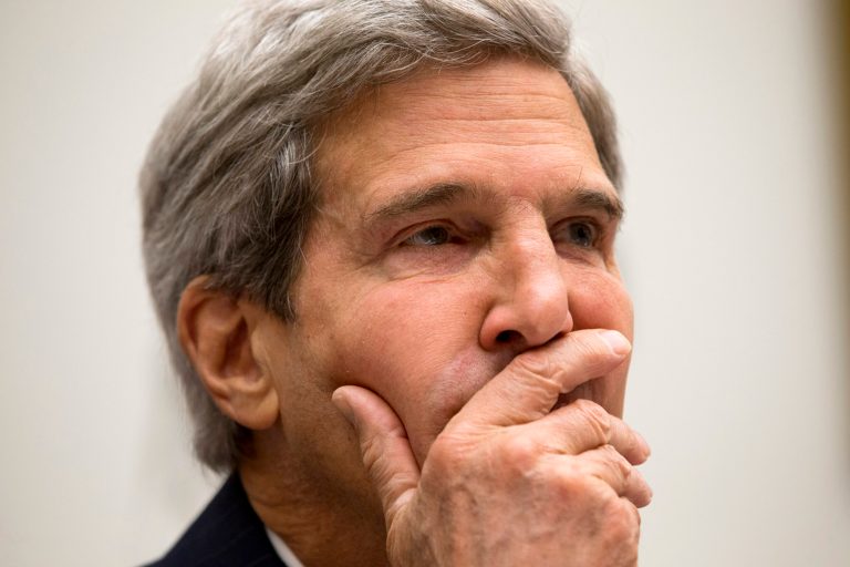 Secretary of State John Kerryâs first statement was made in response to a 46-word question that referenced the widespread opposition to military action among voters in Britain, France and the United States. (AP/Jacquelyn Martin)