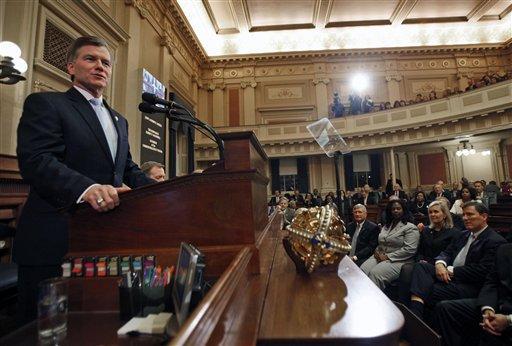 Virginia Gov. Bob McDonnell delivers his State of the Commonwealth address before a joint session of the Virginia General Assembly in the House chambers at the Capitol in Richmond, Va., Wednesday, Jan. 11, 2012. 