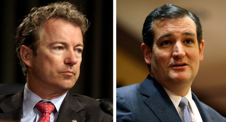 A handful of senators like Rand Paul, left, and Ted Cruz, running for president would hurt GOP majority in chamber. AP Photos