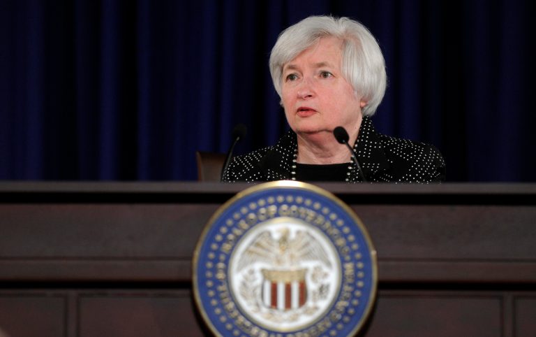 Federal Reserve Chairwoman Janet Yellen speaks during a news conference at the Federal Reserve in Washington Wednesday. The Federal Reserve has sharply cut its forecast for U.S. growth this year, reflecting a shrinking economy last quarter caused mostly by harsh weather. (AP Photo/Susan Walsh)