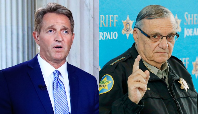 The son of Sen. Jeff Flake, R-Ariz., has alleged former Maricopa County Sheriff Joe Arpaio brought a case against him and his ex-wife in an attempt to generate publicity and damage his father's career. (AP Images)