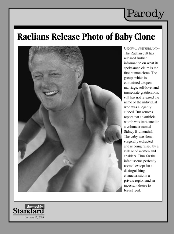 The first picture of the Raelian clone.