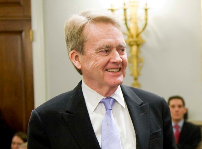 Among the former chiefs was William Reilly, who headed the Environmental Protection Agency under President George H.W. Bush. (AP Photo/Kevin Wolf)