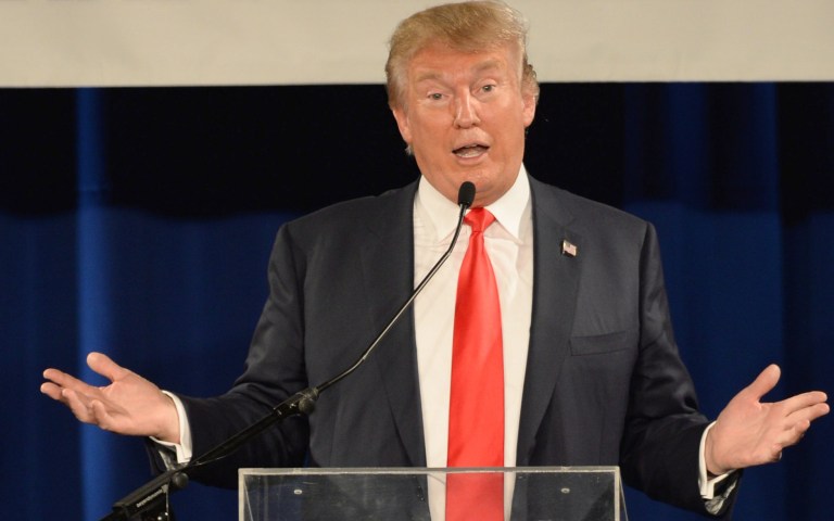 While Donald Trump sees a lot of success in polls, he also sees a lot of negative sentiment attached to him. (Photo by Jason Davis/Getty Images)