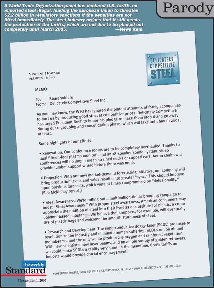 Internal memo from Delicately Competitive Steel.