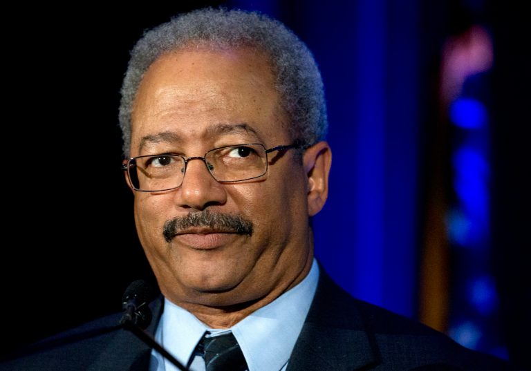 In this May 7, 2015 photo, Rep. Chaka Fattah, D-Pa., speaks during a My Brother's Keeper town hall at the School of the Future in Philadelphia. Fattah, an 11-term Democrat from Philadelphia, was indicted Wednesday, July 29, 2015, on charges that he misappropriated hundreds of thousands of dollars of federal, charitable and campaign funds. (AP Photo/Matt Rourke)