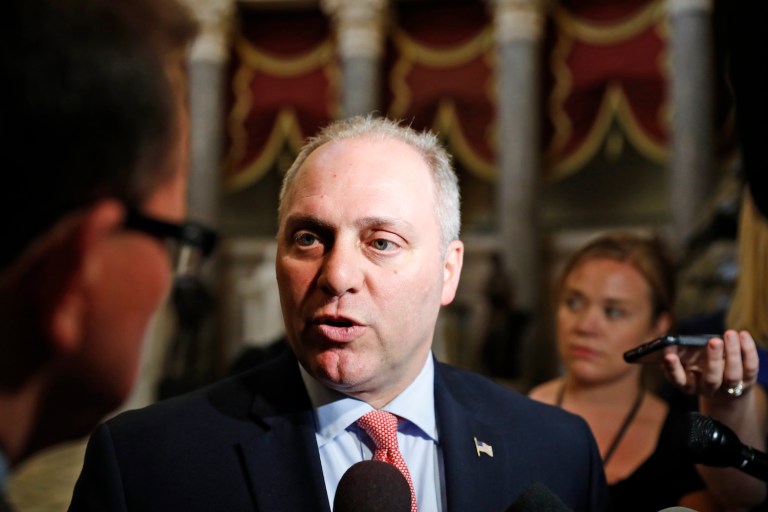 The current coach of Scalise's alma matter, Paul Mainieri, dubbed the congressman and outspoken LSU fan, honorary coach on Thursday.
		 (AP Photo/Alex Brandon)