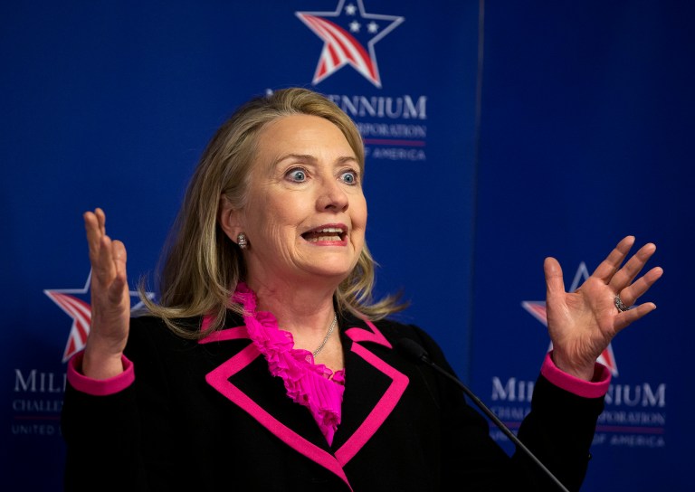 Hillary Clinton's campaign on Wednesday blamed the State Department's sloppy record-keeping system for Clinton's inability to preserve records from her private email system when she led the department. (AP Photo/Manuel Balce Ceneta)