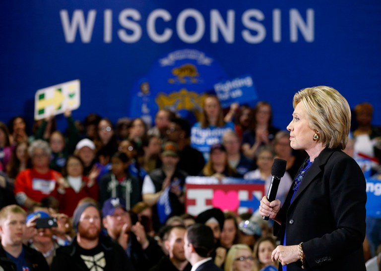 Hillary Clinton leads Donald Trump 43 percent to 38 percent in the Badger State. (AP Photo/Patrick Semansky)