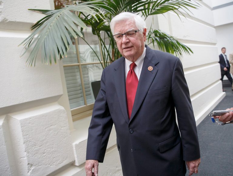Appropriations Committee Chairman Hal Rogers, R-Ky., leaves a closed-door Republican strategy session dealing with the immigration crisis on the U.S.-Mexico border, at the Capitol in Washington, Thursday, July 31, 2014. (AP Photo/J. Scott Applewhite)